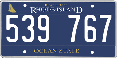 RI license plate 539767
