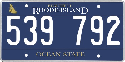 RI license plate 539792