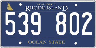 RI license plate 539802