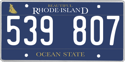RI license plate 539807