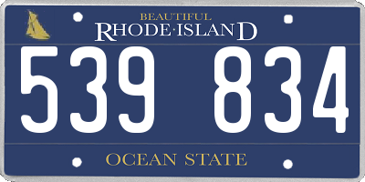 RI license plate 539834
