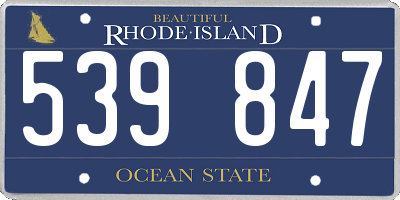 RI license plate 539847