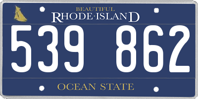 RI license plate 539862