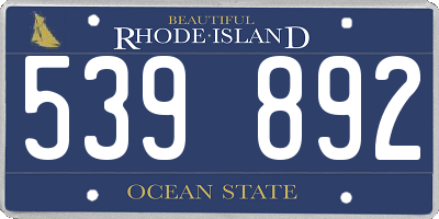 RI license plate 539892