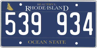 RI license plate 539934