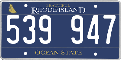 RI license plate 539947