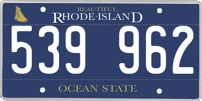 RI license plate 539962