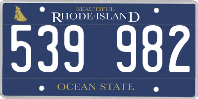 RI license plate 539982