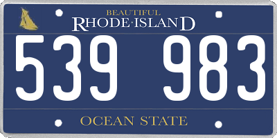 RI license plate 539983