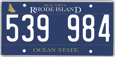 RI license plate 539984