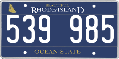 RI license plate 539985