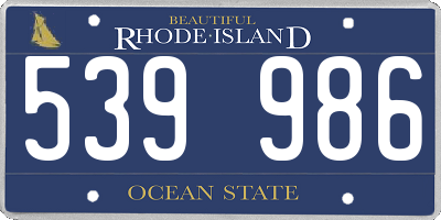 RI license plate 539986