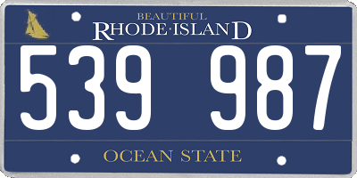 RI license plate 539987