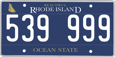 RI license plate 539999