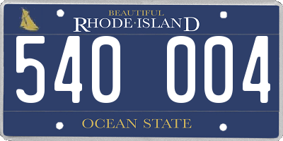 RI license plate 540004