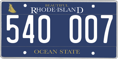 RI license plate 540007