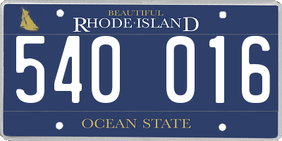 RI license plate 540016