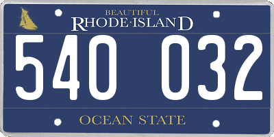 RI license plate 540032