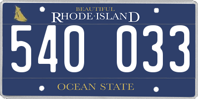 RI license plate 540033