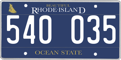RI license plate 540035