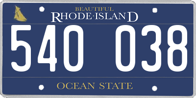 RI license plate 540038