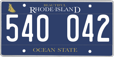 RI license plate 540042