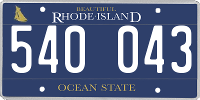 RI license plate 540043