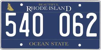 RI license plate 540062