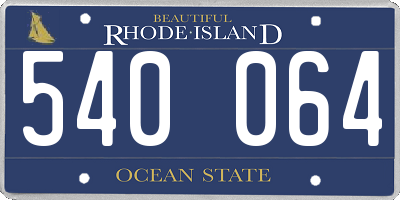 RI license plate 540064