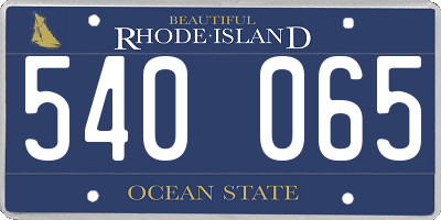 RI license plate 540065