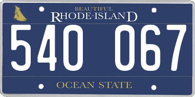RI license plate 540067