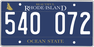 RI license plate 540072