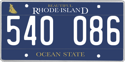 RI license plate 540086