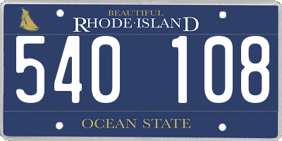 RI license plate 540108