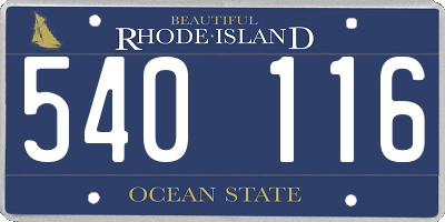 RI license plate 540116