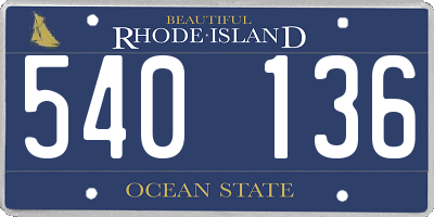 RI license plate 540136