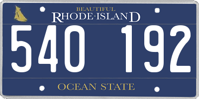 RI license plate 540192