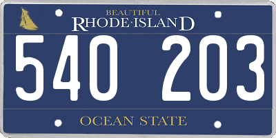RI license plate 540203