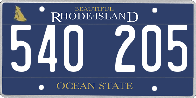 RI license plate 540205