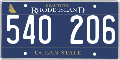 RI license plate 540206