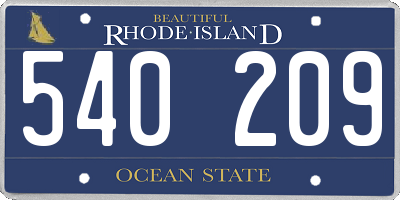 RI license plate 540209