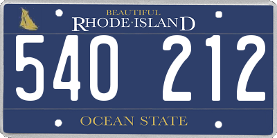 RI license plate 540212