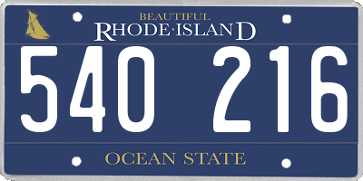 RI license plate 540216