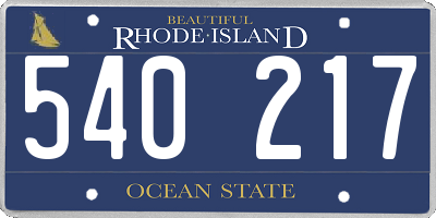 RI license plate 540217