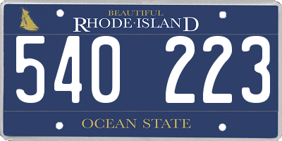 RI license plate 540223