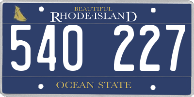 RI license plate 540227