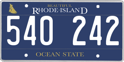 RI license plate 540242