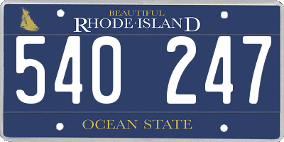 RI license plate 540247