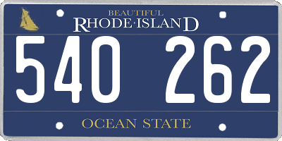 RI license plate 540262