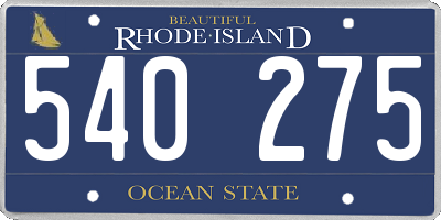 RI license plate 540275